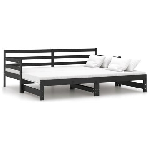 Dormeuse Estraibile Nera In Massello Di Pino 2x (90x200) Cm - Foto 1