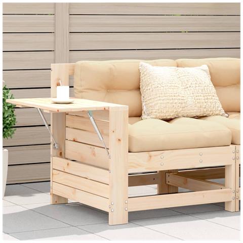 Lusso Casadino - Divano Senza Braccioli Da Giardino Con Tavolino Massello Pino - Foto 8