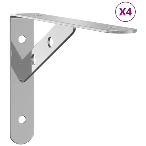 Lusso Casadino - Staffe Per Mensola 4 Pz 20x2,5x14 Cm In Acciaio Inox Argento - Foto 1