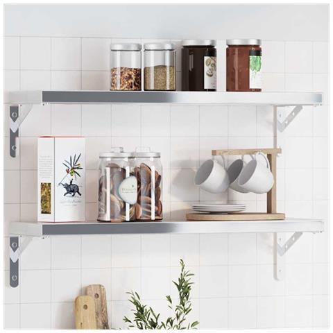 Lusso Casadino - Staffe Per Mensola 4 Pz 20x2,5x14 Cm In Acciaio Inox Argento - Foto 8