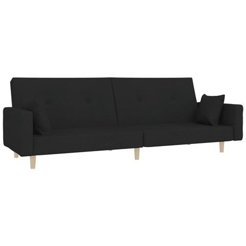 Divano Letto a 2 Posti con 2 Cuscini Nero in Tessuto - Foto 1