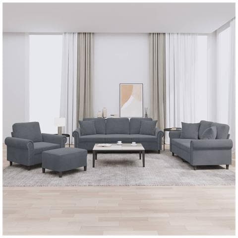 Set di Divani 4 pz con Cuscini Grigio Scuro in Velluto - Foto 2