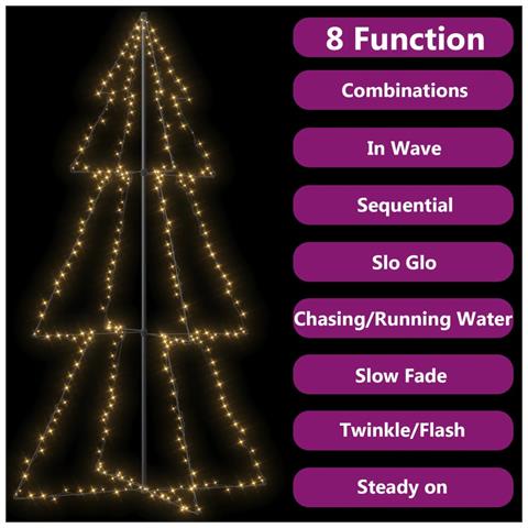 Lusso Casadino -  Albero Di Natale A Cono 300 Led Per Interni Esterni 120x220 Cm - Foto 2