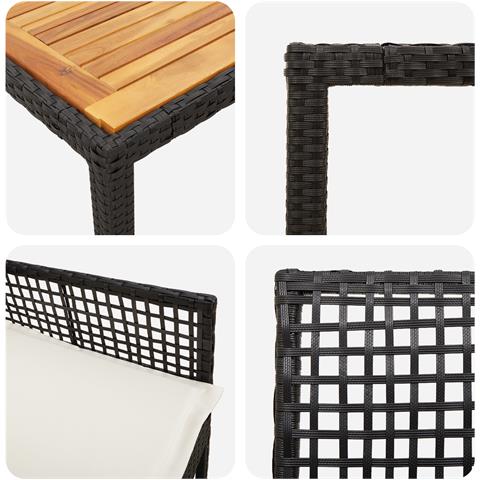 Set da Pranzo da Giardino con Cuscini Nero Rattan Sintetico - Foto 9