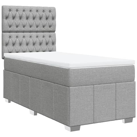 Giroletto a Molle con Materasso Grigio Chiaro 80x200 cm Tessuto - Foto 1