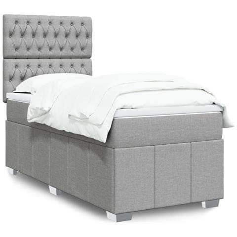 Giroletto a Molle con Materasso Grigio Chiaro 80x200 cm Tessuto - Foto 2