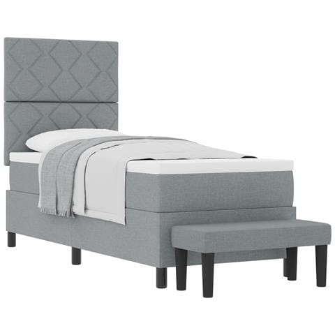 Letto a Molle con Materasso & Panchina Grigio Chiaro 80x200 cm Tessuto - Foto 1