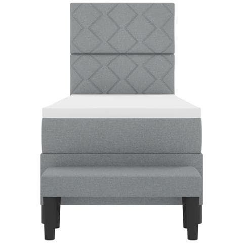 Letto a Molle con Materasso & Panchina Grigio Chiaro 80x200 cm Tessuto - Foto 9