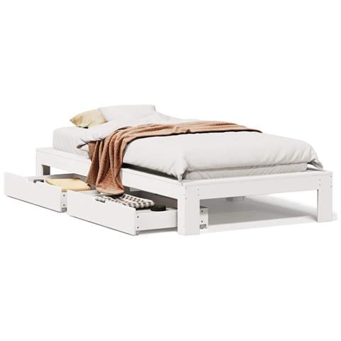 Letto senza Materasso Bianco 90x190 cm in Legno Massello Pino - Foto 1