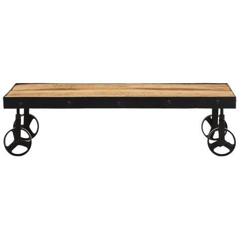 Tavolino da Salotto con Ruote Legno Massello Mango 100x55x26 cm - Foto 2