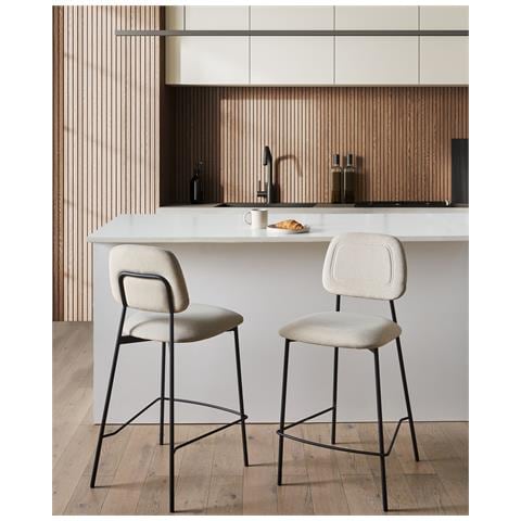 Set Di 2 Sedie Alte Duette Velluto Beige Chiaro - Foto 1