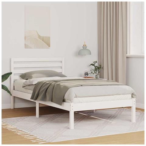 Struttura del letto Bianco 75 x 190 cm Legno di pino massello - Foto 2