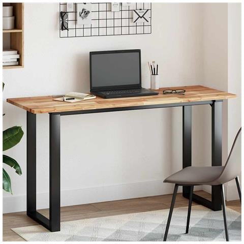 Piano Tavolo Rettangolare 140x50x2cm Legno Massello di Acacia - Foto 2