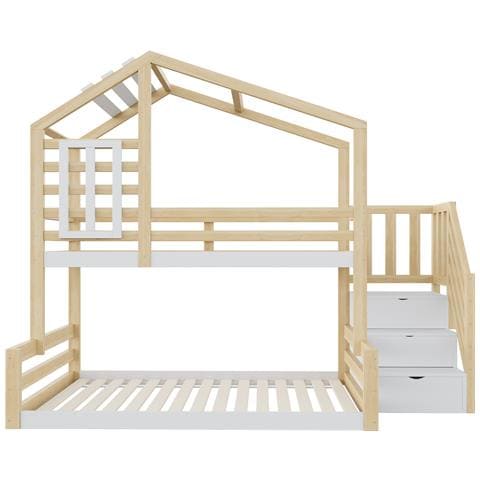 Letto A Castello Con Design A Casetta, Scala Contenitore E Sponde - Foto 3