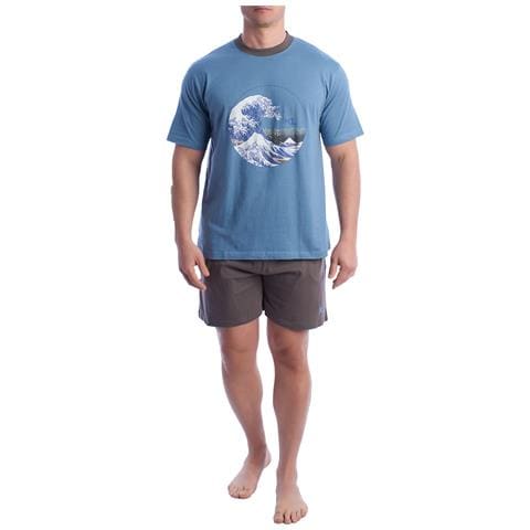 Pigiama Estivo Da Uomo In Cotone A Maniche Corte Kl30000 - Foto 1