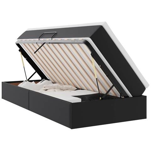 Letto con contenitore e materasso Nero 100 x 200 cm - Foto 1