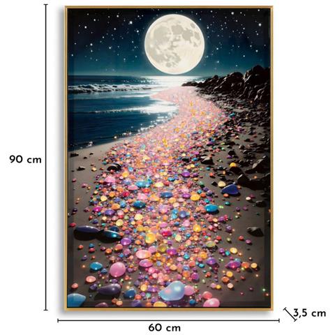 Stampa Su Tela Con Cornice Luna-multicolore-tessuto-60x3,5x90 Cm - Foto 6