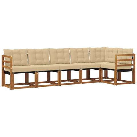 Set di divani da esterno con cuscino 6 pcs Naturale e Beige - Foto 1