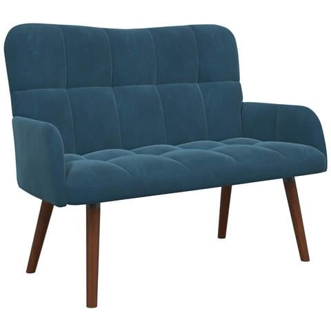 Sofa a Due Posti Blu 115 x 61 x 87 cm Velluto - Foto 1