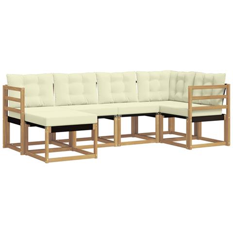 Set di divani da esterno con cuscino 6 pcs Bianco e Crema - Foto 1