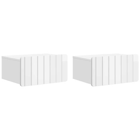 Mobiletto da notte a muro 2 pcs Bianco Lucido 49 x 34,5 x 24 cm - Foto 1