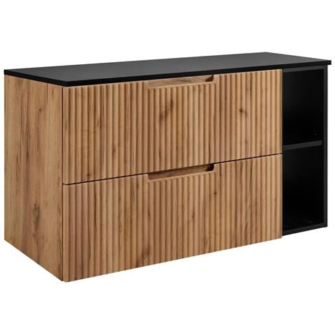 Mobile sottolavabo per bagno, Bianco, 120 cm, 4 cassetti con chiusura ammortizzata, Mobili da bagno moderni - Foto 1