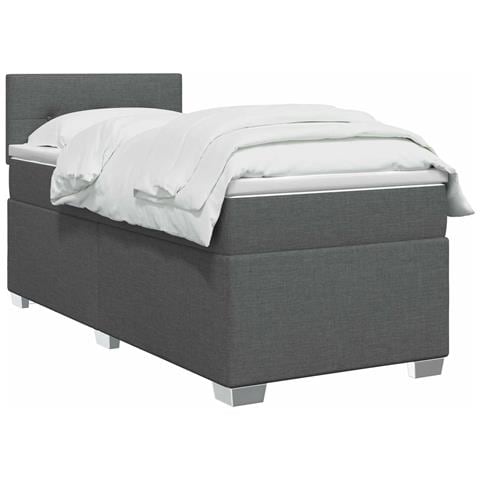 Letto box spring con materasso Grigio Scuro 90 x 190 cm Tessuto - Foto 2