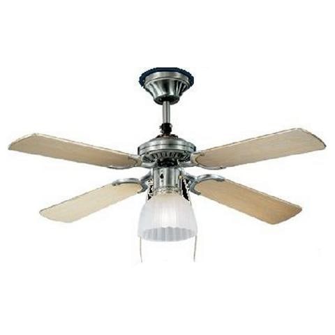 7064CR Ventilatore a Soffitto 4 pale Diametro 105 cm Kit Luce Colore Cromo - Legno - Foto 1