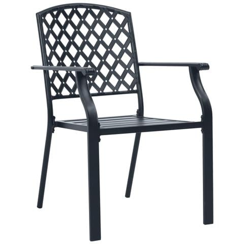 Sedie da Esterno Impilabili 2 pz in Acciaio Antracite - Foto 2