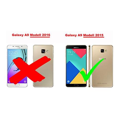 Custodia Compatibile Con Samsung Galaxy A9 2016 In Grigio Nero - Coperchio Protettiva Con Chiusura Magnetica, Funzione Stand E Tasca Per Le Carte - Foto 2