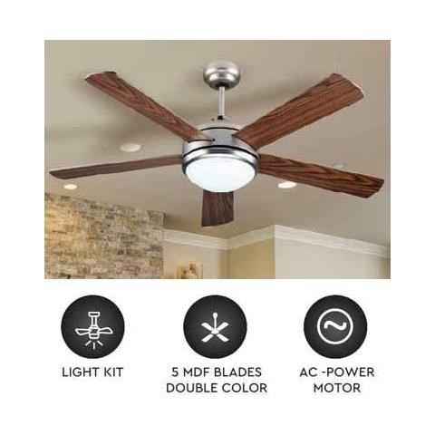 Ventilatore da Soffitto 5 Pale DIametro 132 cm con lampada LED 3 in 1 e Telecomando - Foto 2