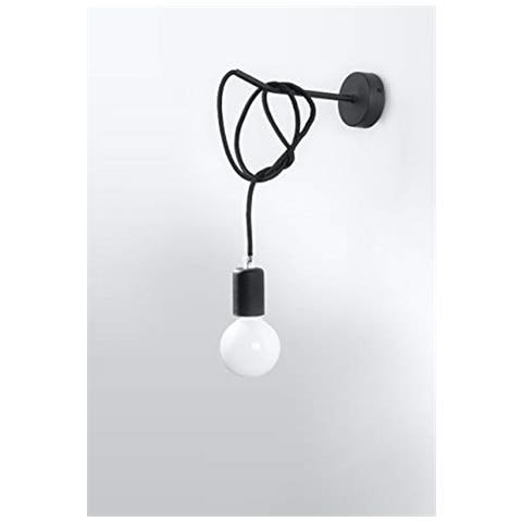 Lampada Da Parete In Acciaio, 8 X 23 Max, Colore: Nero - Foto 2