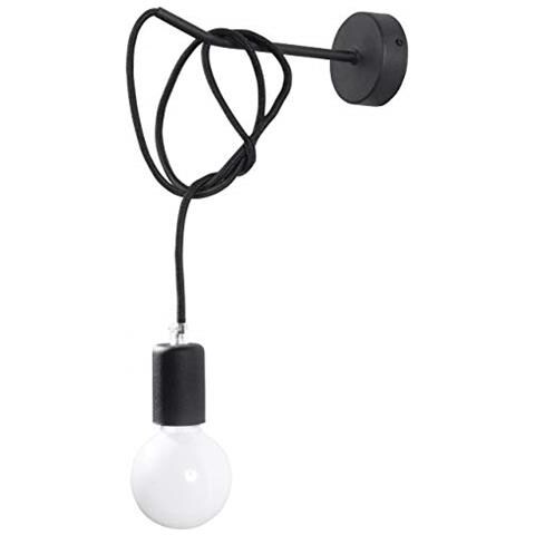 Lampada Da Parete In Acciaio, 8 X 23 Max, Colore: Nero - Foto 1