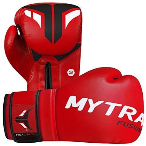 Reale Tech Guantoni Da Boxe In Pelle Sintetica Sl4 Rosso 16 Oz - Foto 2