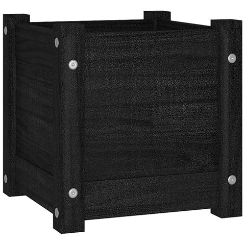 Fioriera Da Giardino Nera 31x31x31 Cm Legno Massello Di Pino - Foto 2