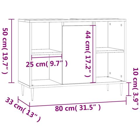 Mobile Da Bagno Grigio Sonoma 80x33x60 Cm In Legno Multistrato - Foto 2