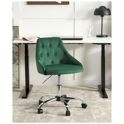 Sedia Da Scrivania Parrish Velluto Verde Smeraldo - Foto 9