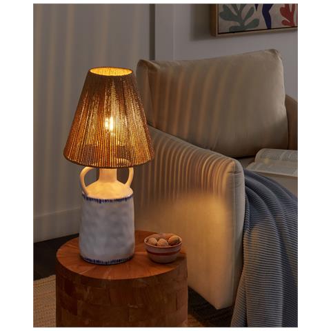 Lampada Da Tavolo Larissos Ceramica Bianco - Foto 1