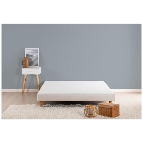 Rete A Doghe Imbottita 140 X 190 Cm - Legno Massello Bianco + Piedini - Foto 1