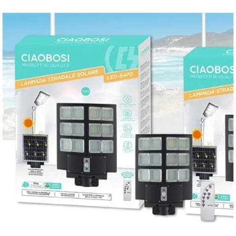 Trade Shop - Faro Led Lampione Stradale 700w Pannello Solare Sensore Crepuscolare Ip67 Led-8470 - Foto 1