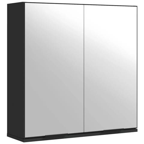 Armadietto Specchio Da Bagno Nero 64x20x67 Cm Legno Multistrato - Foto 2