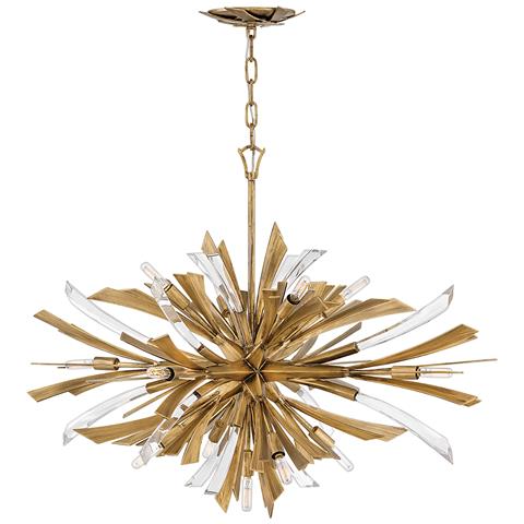 Lampadario Industrial Nordico Vida Acciaio Oro Brunito 13 Luci E14 - Foto 1