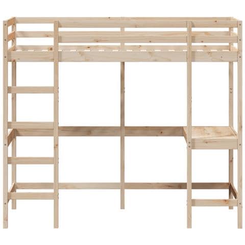 Letto Soppalco Con Scrivania 100x200 Cm Legno Massello Pino - Foto 2