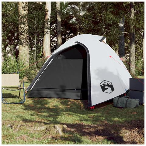 Tenda Campeggio A Cupola 3 Persone Bianca Tessuto Impermeabile - Foto 3