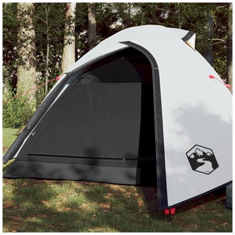 Tenda Campeggio A Cupola 3 Persone Bianca Tessuto Impermeabile - Foto 1
