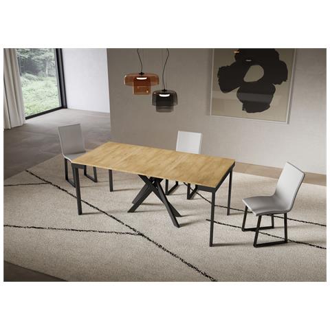 Consolle Allungabile 90x40/196 Cm Saki Small Evolution Quercia Natura Telaio Antracite - Foto 2