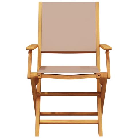 Sedie Giardino Pieghevoli 8pz Tortora Tessuto e Legno Massello - Foto 2