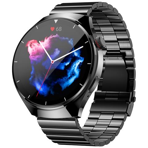 Smartwatch, Chiamata Bluetooth E Frequenza Cardiaca, Pressione Sanguigna E Ossigeno Nel Sangue Black + Black Steel - Foto 2