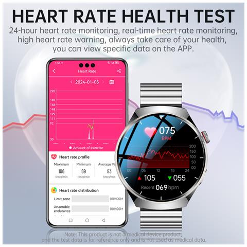 Smartwatch, Chiamata Bluetooth E Frequenza Cardiaca, Pressione Sanguigna E Ossigeno Nel Sangue Black + Black Steel - Foto 7