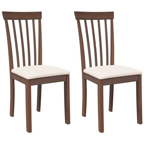 Sedie da Pranzo con Cuscini 2pz Marrone Legno Massello di Hevea - Foto 1